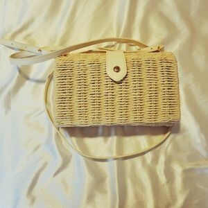 a new day Cream Woven Crossbody Bag